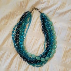 Crystal Beaded Necklace in Shades of Blue
